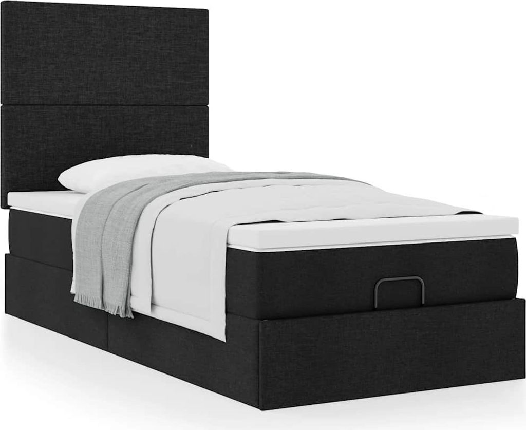 Maison Exclusive - Ottoman-Bett mit Matratze Schwarz 80x200 cm Stoff
