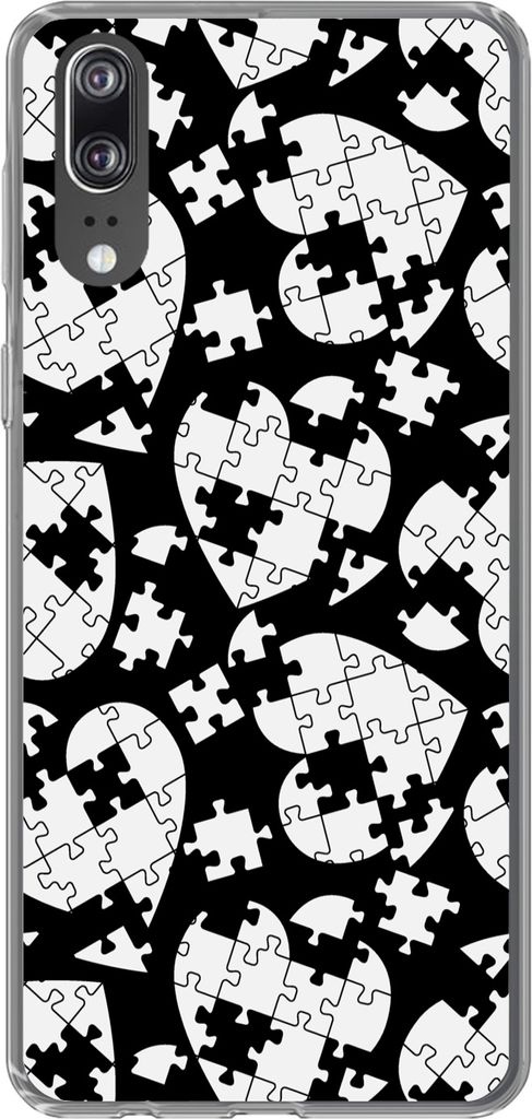 MuchoWow Handyhülle Schutzhülle Hülle für Telefoonhoesje Huawei P20 Mädchen - Puzzle - Herz - Muster - Mädchen - Kinder - Kinder Silikon So...