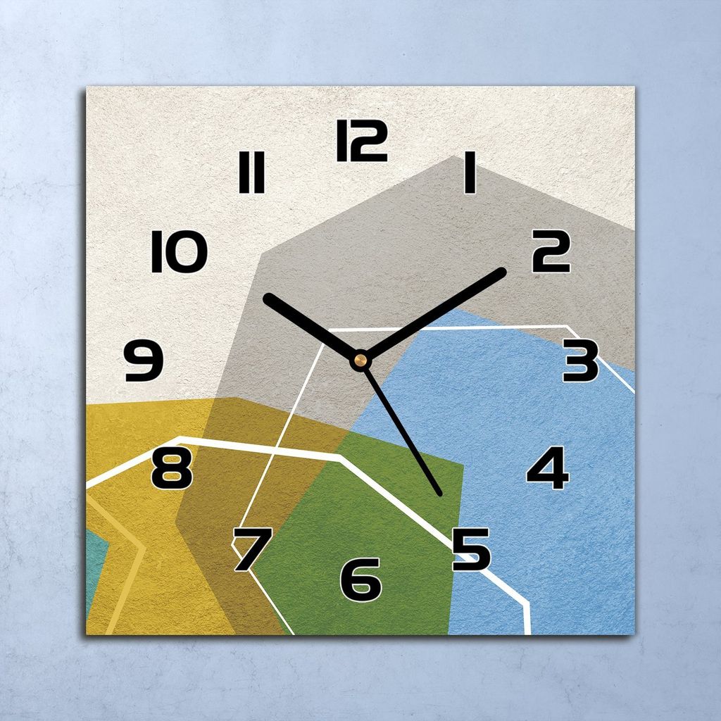 Wanduhr Echt-Glas-Küchenuhr Geometrische Formen Quarz 30x30 Deko Bilder