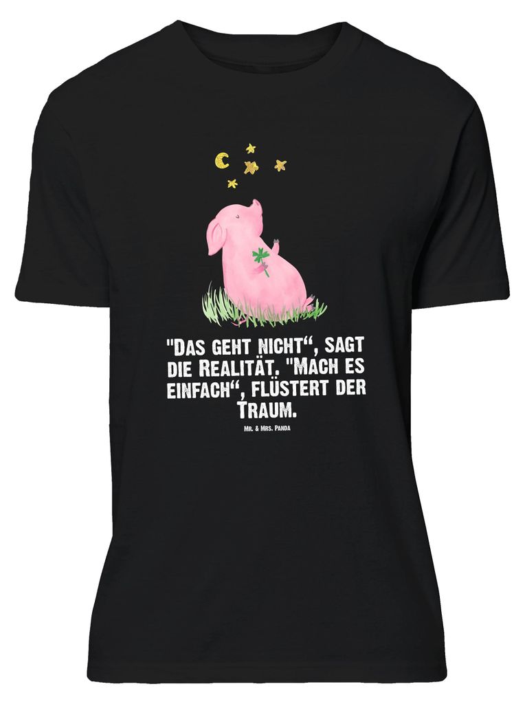 Mr. & Mrs. Panda Größe L T-Shirt Schwein Glück - Schwarz - Geschenk, Tshirt, Motivation, Lustige Sprüche, Ziele, Shirt, Glücksbringer, Sterne,...