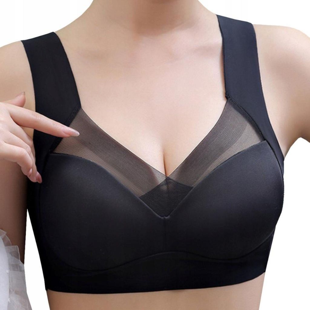 Damen-BH - Weicher BH - Nahtloser BH - Sport-Top - Fitness-Top - Bequem - Schwarz - S 36