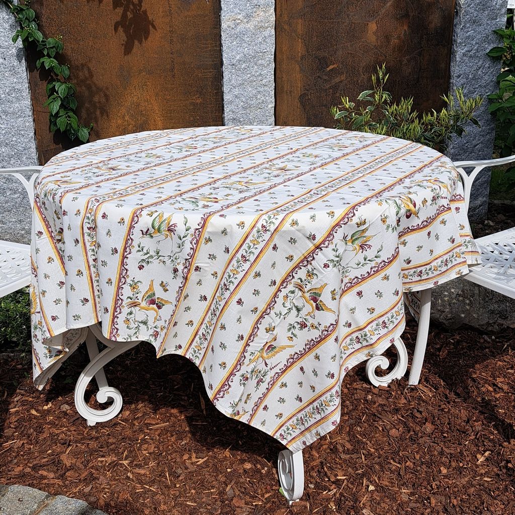Tischdecke Baumwolle bunt Vögel 155x155 cm für Küche & Esszimmer für Haus Garten & Terrasse