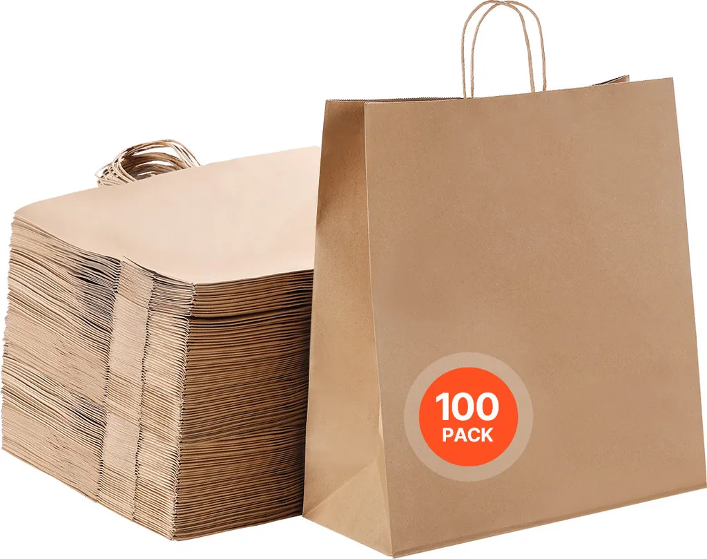 Sacs cadeaux papier kraft avec anse renforcée 457 mm - Pack 100 VEVOR XL