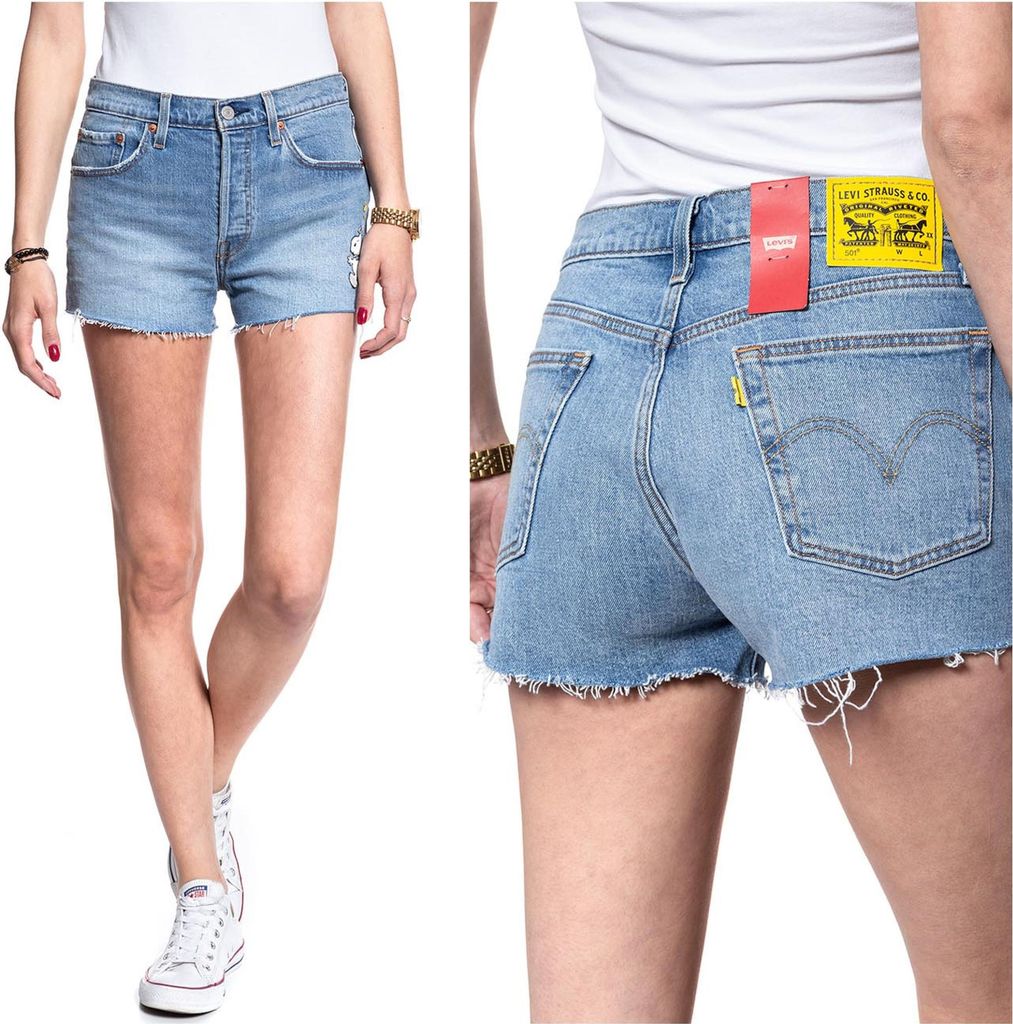 LEVI'S Damen, Shorts 501 SHORT, Regular fit, W25, Blau, kurze, hosen,