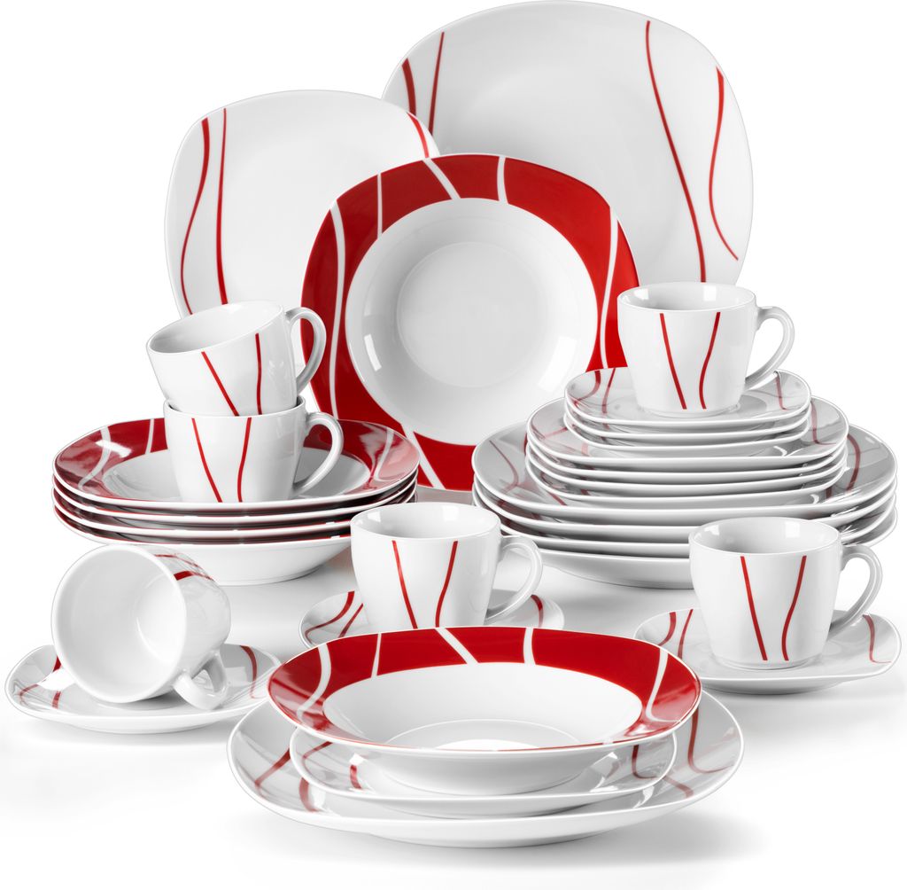 service de table 30 pièces, service combiné en porcelaine, Image du produit 