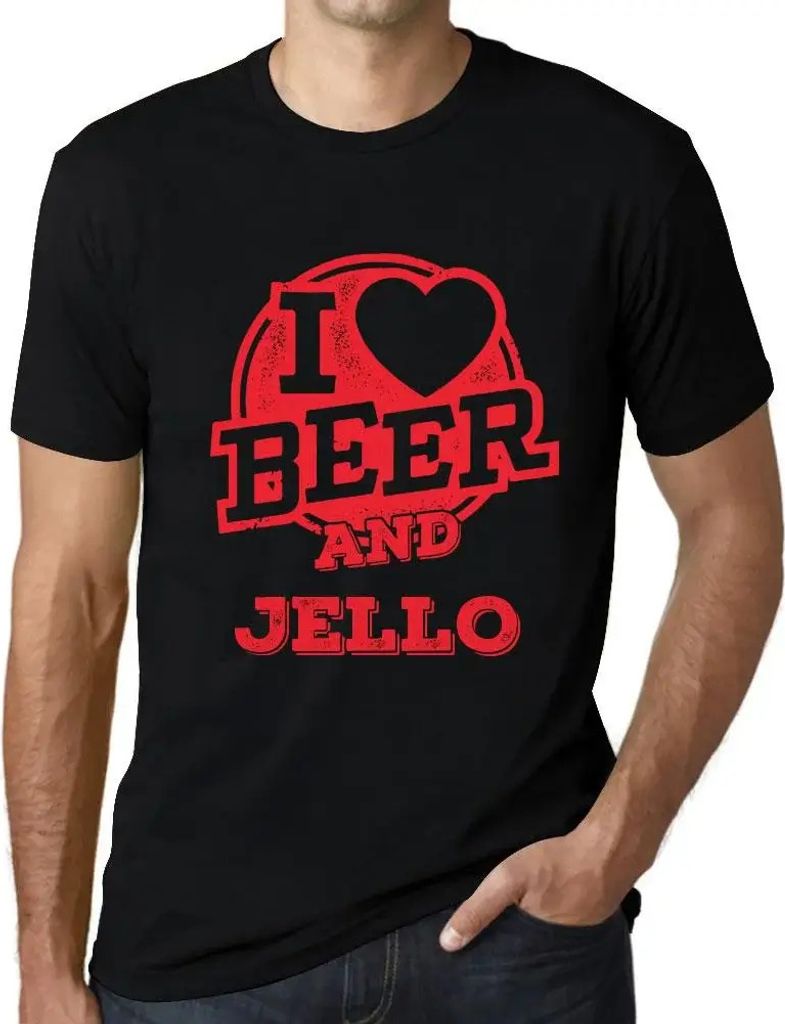 Herren Grafik T-Shirt Ich liebe Bier und Wackelpudding – I Love Beer And Jello – Öko-Verantwortlich Vintage Jahrgang Kurzarm Lustige Druck Geb...