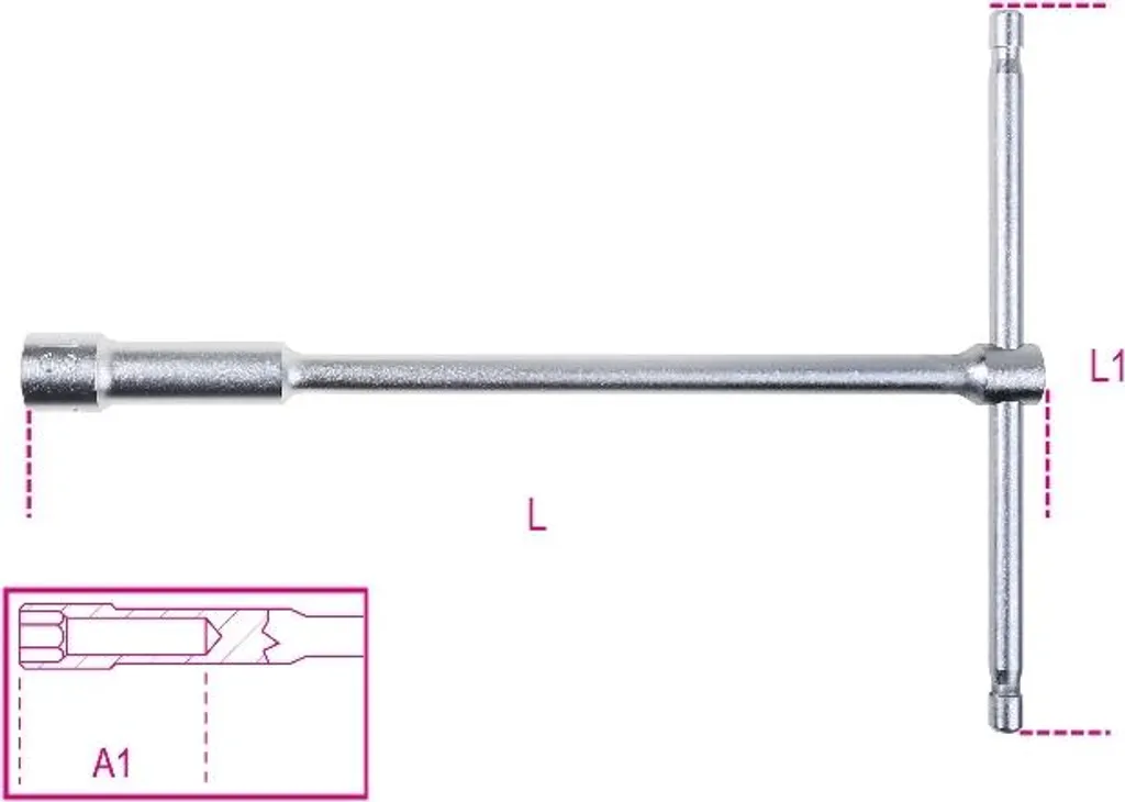 Clé en T avec douille hexagonale profonde 12mm pour mécanique de précision