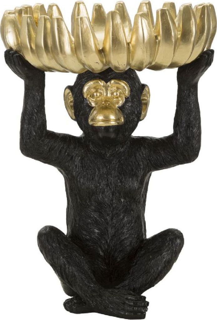 Mauro Ferretti Deko Schale Affe Ø23x31,5 cm schwarz gold glänzend