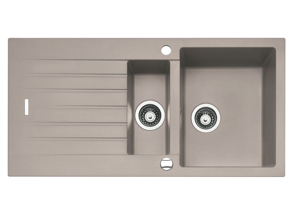 NABER Spüle ANGOLA 150 in CONCRETE mit Drehexcentergarnitur verchromt / Auflagespüle / 60 cm Schrankbreite