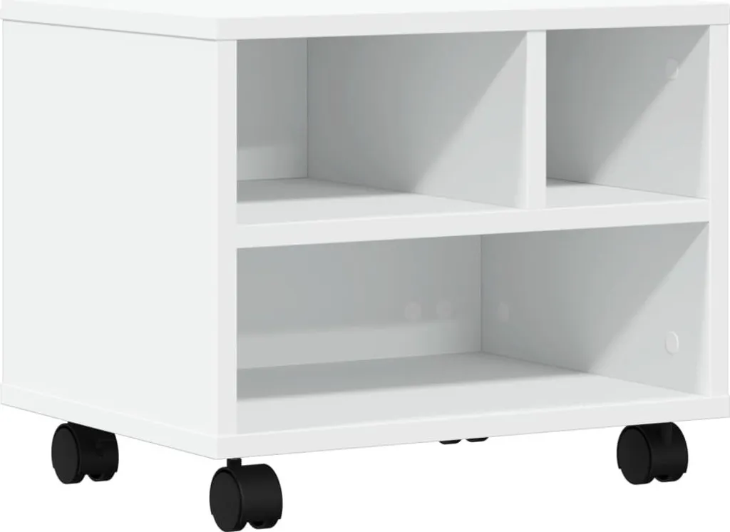 vidaXL Supporto per stampante con rotelle Bianco 41x32x34,5 cm