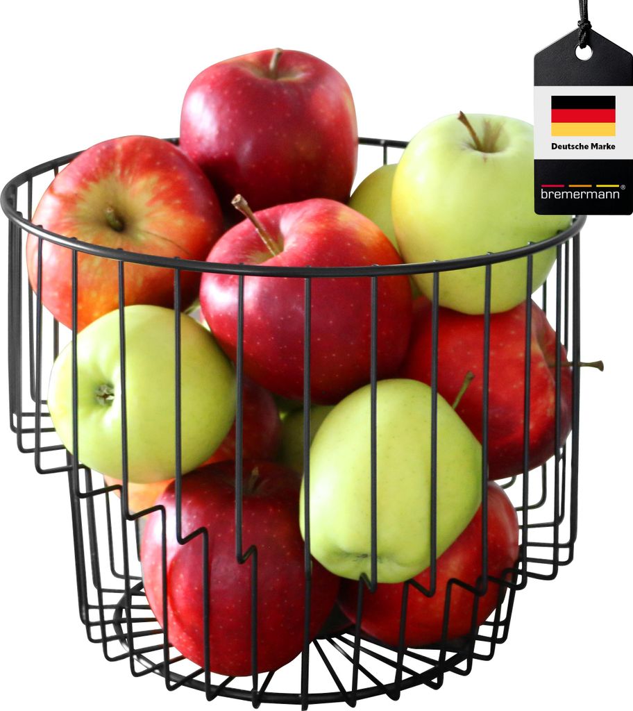 bremermann Obstkorb, Drahtkorb, rund, Ø ca. 24 x 19 H cm, schwarz matt