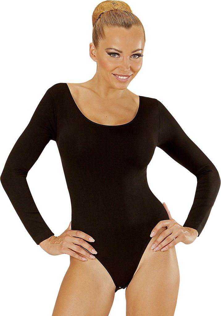 Body in schwarz mit Ärmeln - mit Knöpfen verschließbar - Damenbody XL