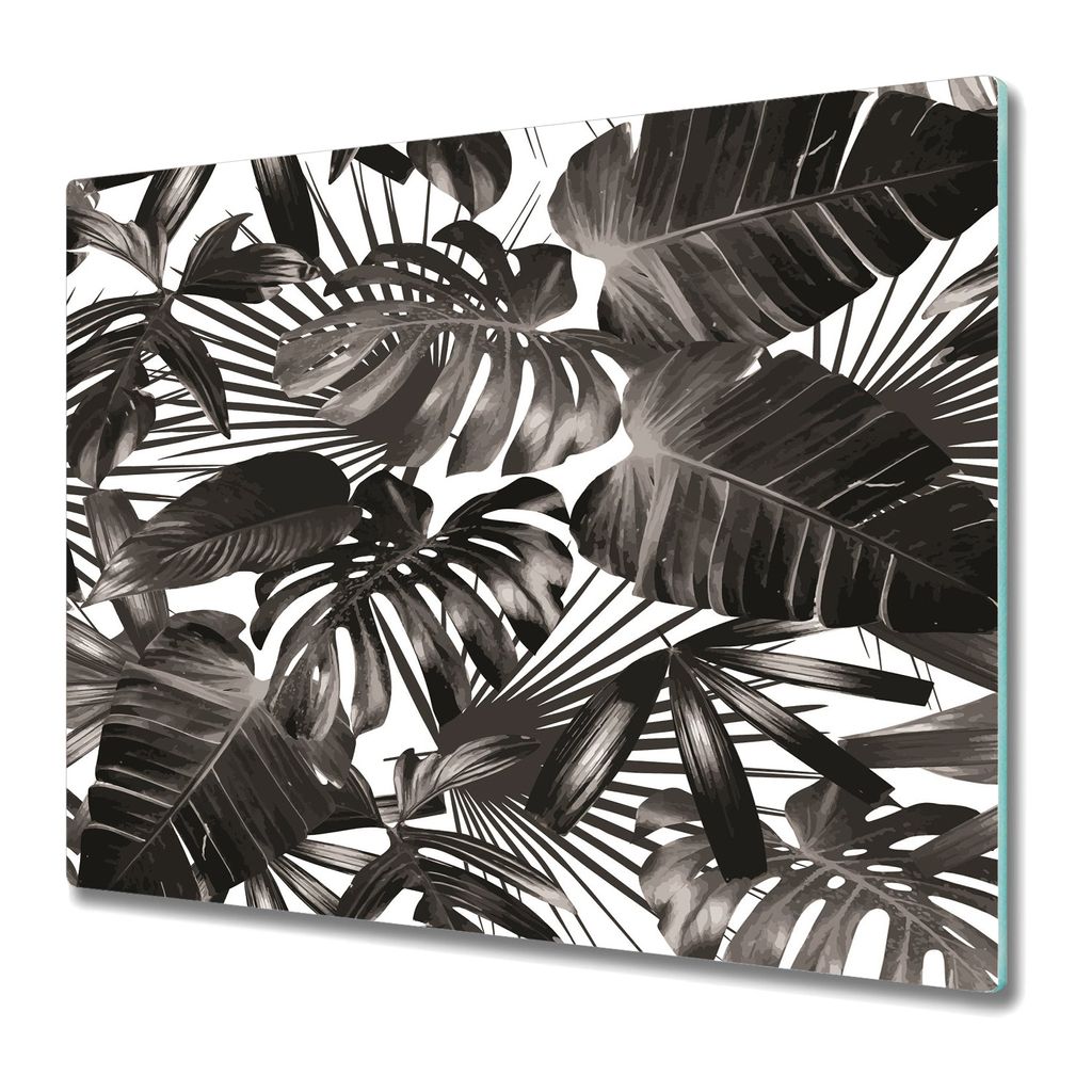 Küchenteller - Schneidebrett Glas - Herdabdeckung -Tropical Leaf