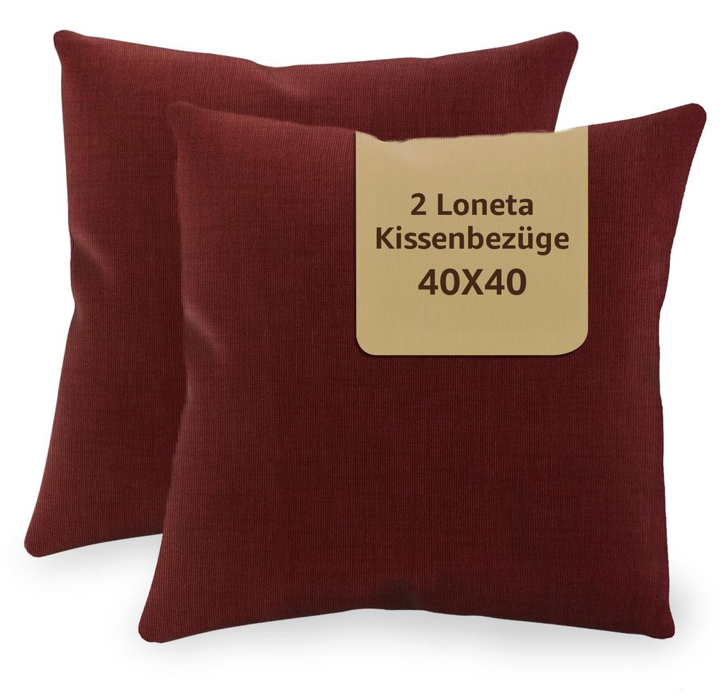 Set mit 2 Kissenbezügen 40x40 cm Bordeaux für Sofa und Wohnzimmer