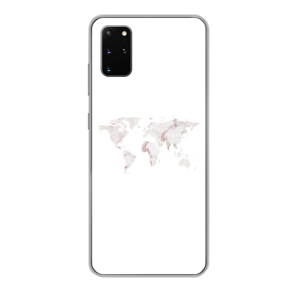 MuchoWow Handyhülle Schutzhülle Hülle für Samsung Galaxy S20 Plus Weltkarte - Marmor - Karte Silikon Softcase Handy Hülle - Hartschale