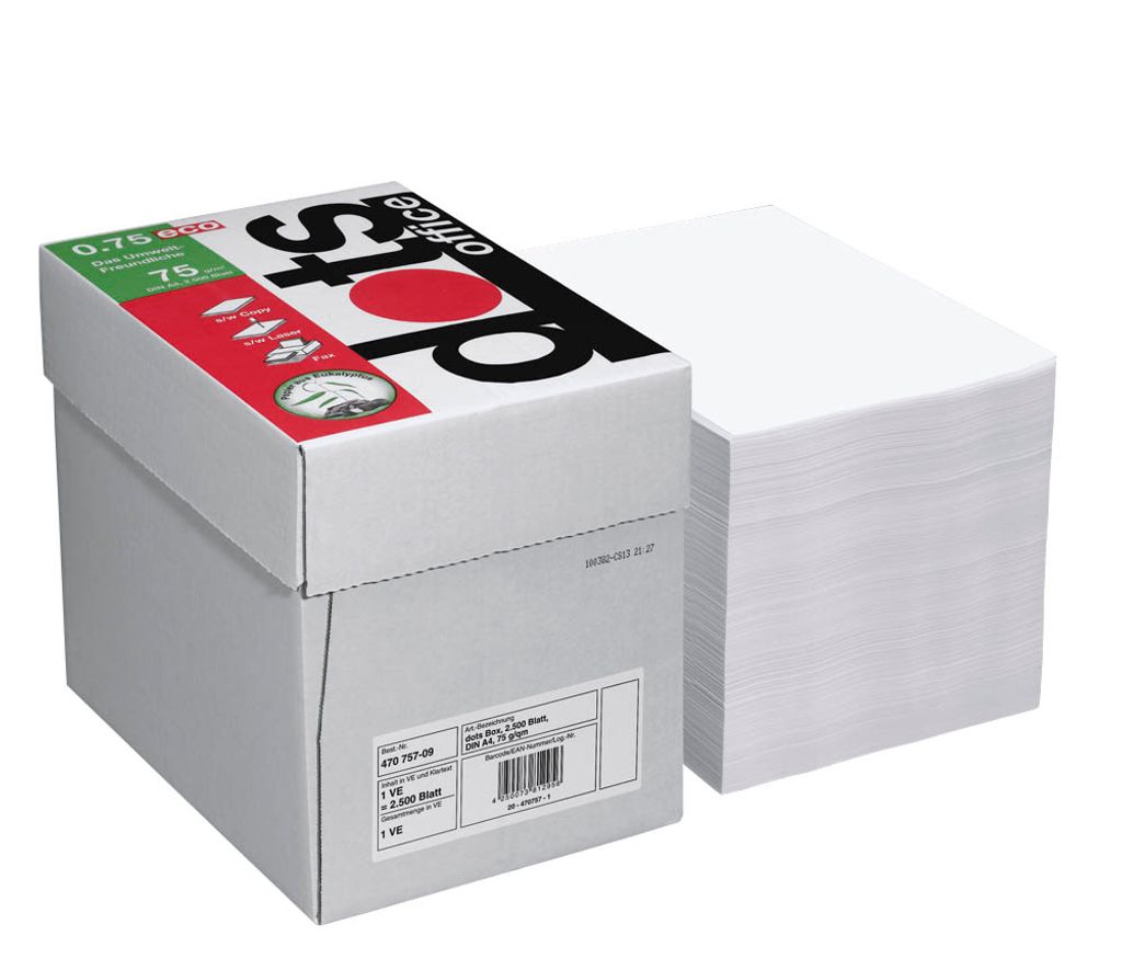 dots Kopierpapier office 800 DIN A4 75 g/qm 2.500 Blatt Produktbild 
