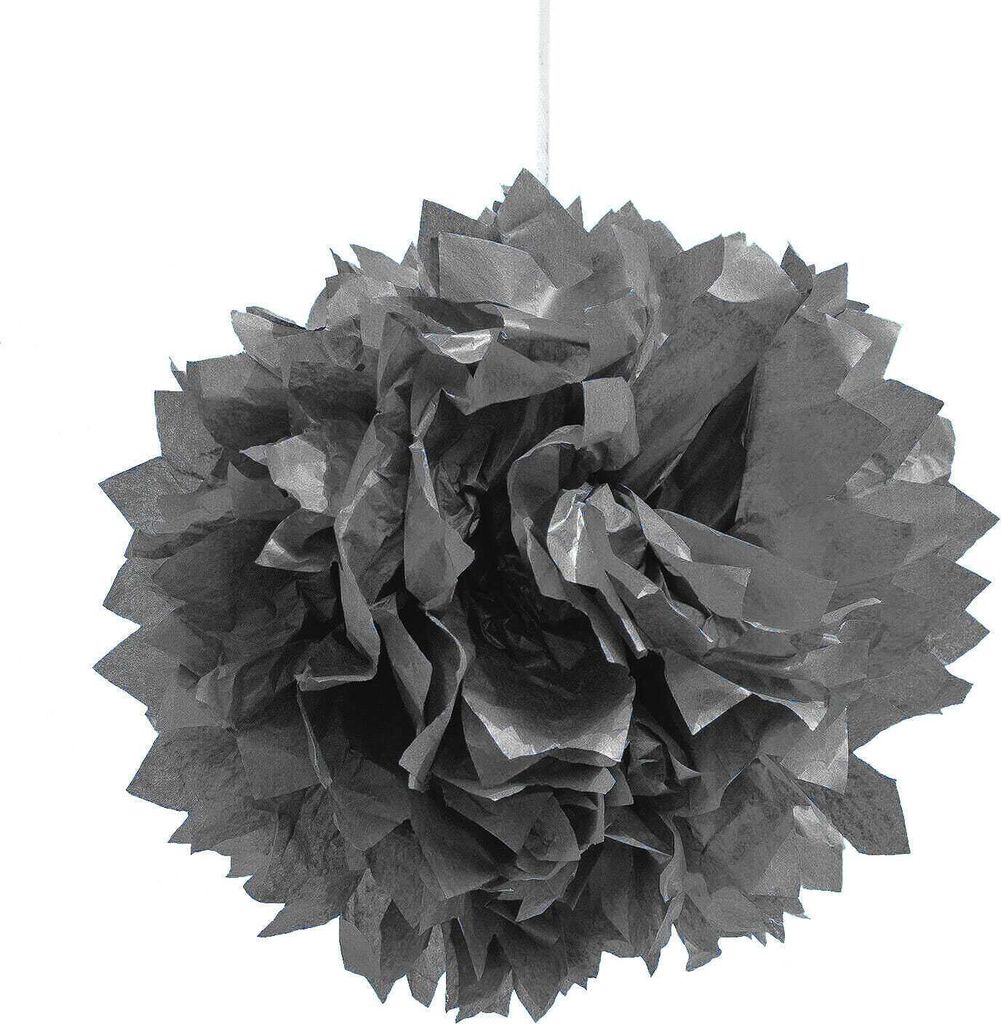 Oblique Unique 3 PomPoms Pompons Seidenpapier Hochzeit Geburtstag Party Deko - grau
