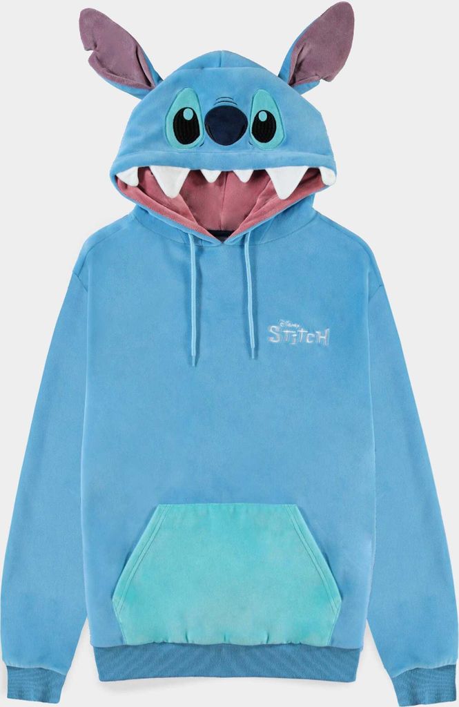DIFUZED Disney Lilo & Stitch - Stitch Novelty Hoodie, Erwachsener, Uni, Kapuzenpullover, Blau, Rundkragen, Langärmlig