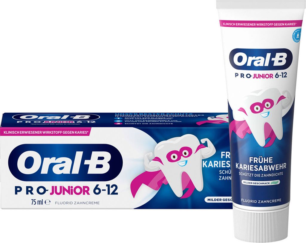 Oral-B Junior Pro- 6-12, Zubní pasta proti kazům, 75 ml, Obrázek produktu 