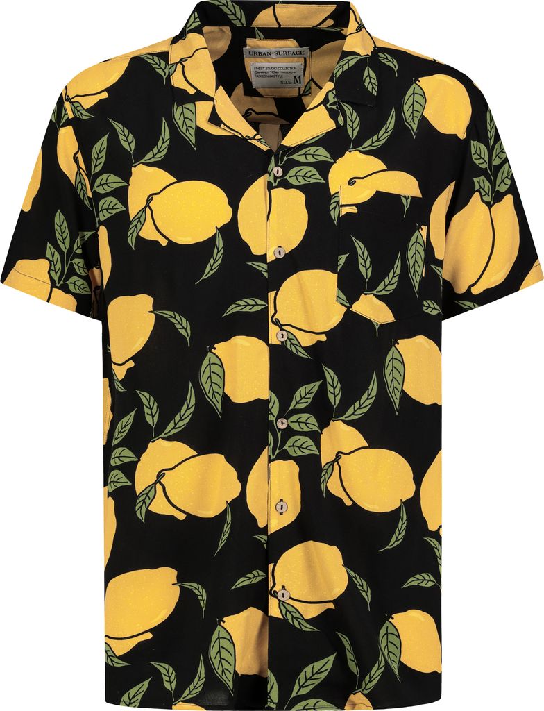 Urban Surface Viskose Kurzarm-Hemd mit abstraktem Tropical Design Muster Größe: XL