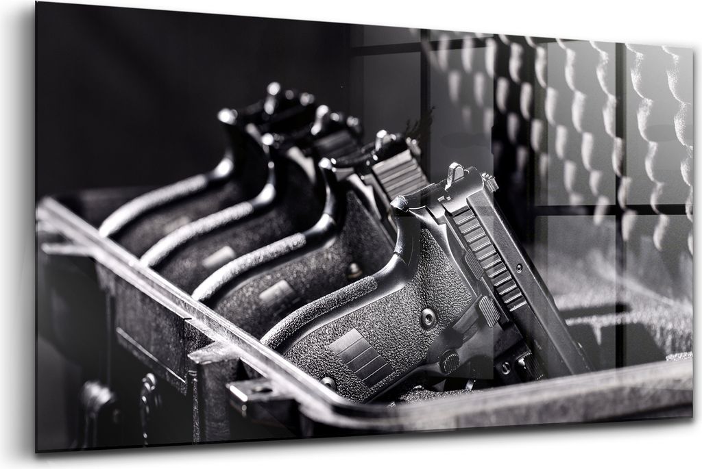 120x60 - Wandmalerei auf Glas- Wanddekoration aus Glas - Waffen Gewehr