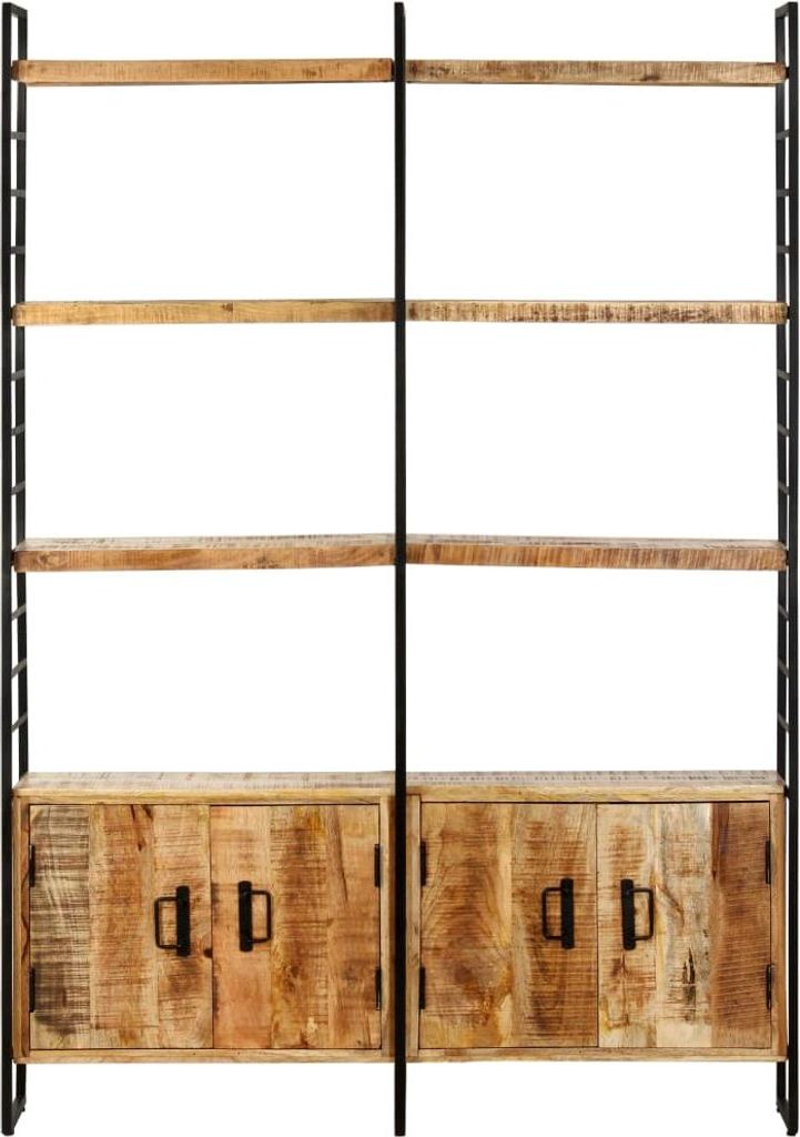 vidaXL Bücherregal 4 Ebenen 124x30x180 cm Raues Mangoholz