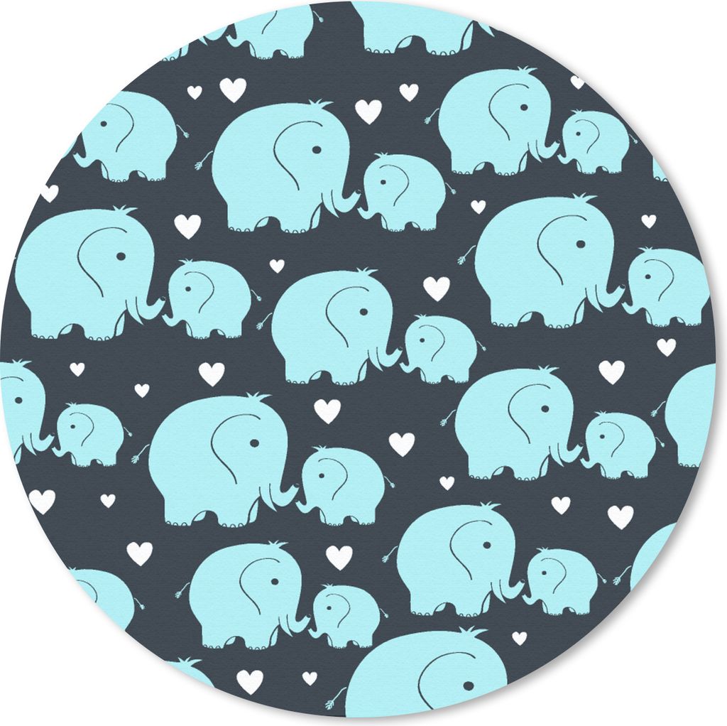 MuchoWow Mauspad Mousepad Muster - Elefant - Herz 40x40 cm - Mousepads - Maus Mat - Pad - Mausunterlage - Schreibtisch Accessoires
