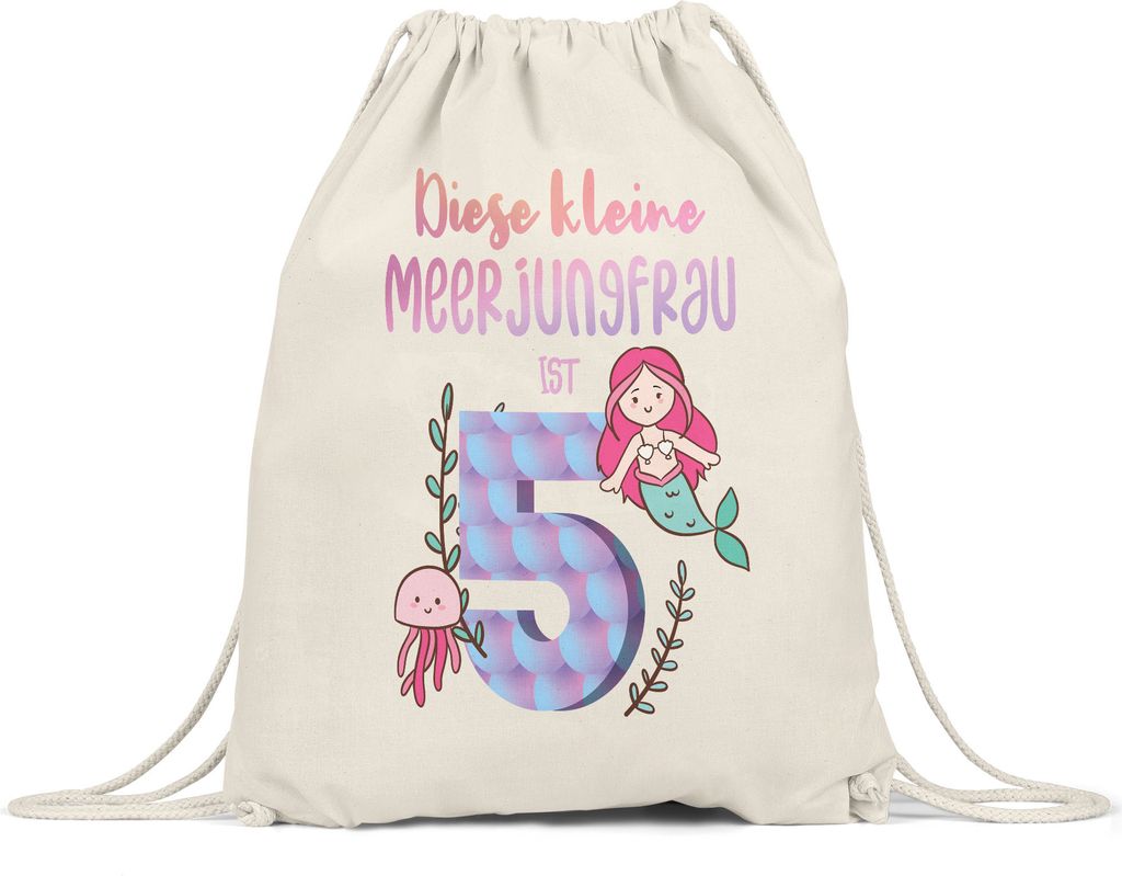 Diese Kleine Meerjungfrau Ist 5 Turnbeutel Gymsack Produktbild 