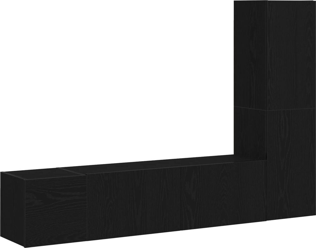 TV-Schrankset 4 pcs Schwarz Eichen-Optik 130,5 x 30 x 140 cm