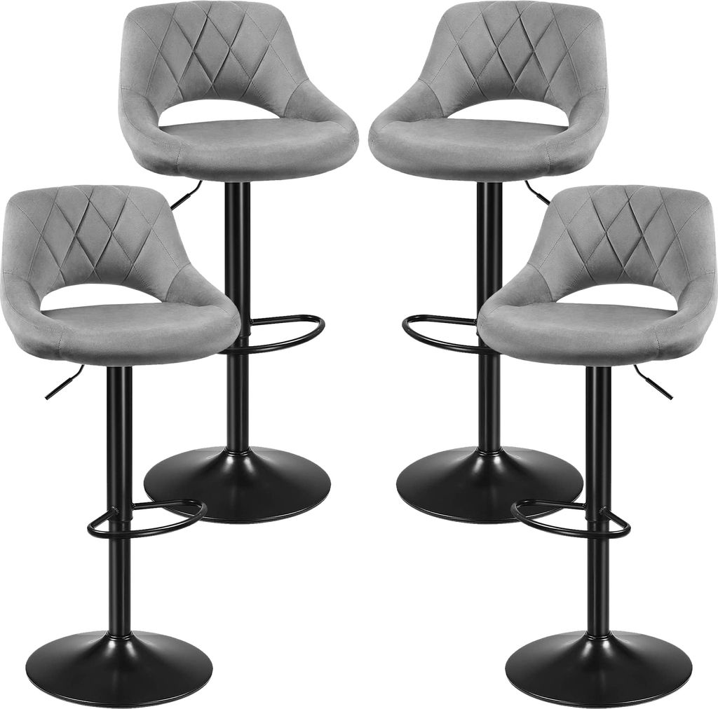 4er Set Barhocker aus Samt - Barstuhl Tresenhocker Produktbild 