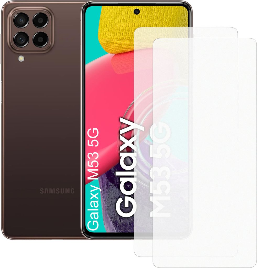 Zwei Stück (2x) Display-Schutzfolie Displayschutz-Glas 9H Glas für Samsung Galaxy M53 5G