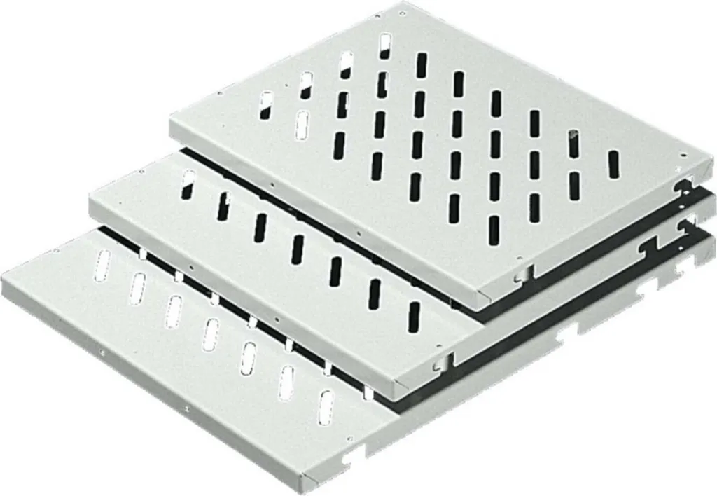 Plateau perforé Rittal 50kg pour baie informatique - RAL 7035 Gris