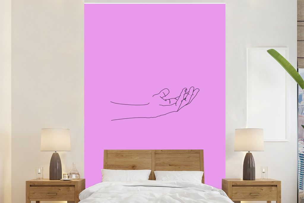 MuchoWow Fototapete für Wohnzimmer oder Schlafzimmer Wandtapete Vinyl Motivtapete Strichzeichnung - Hand - Körper - 155x240 cm - Tapete