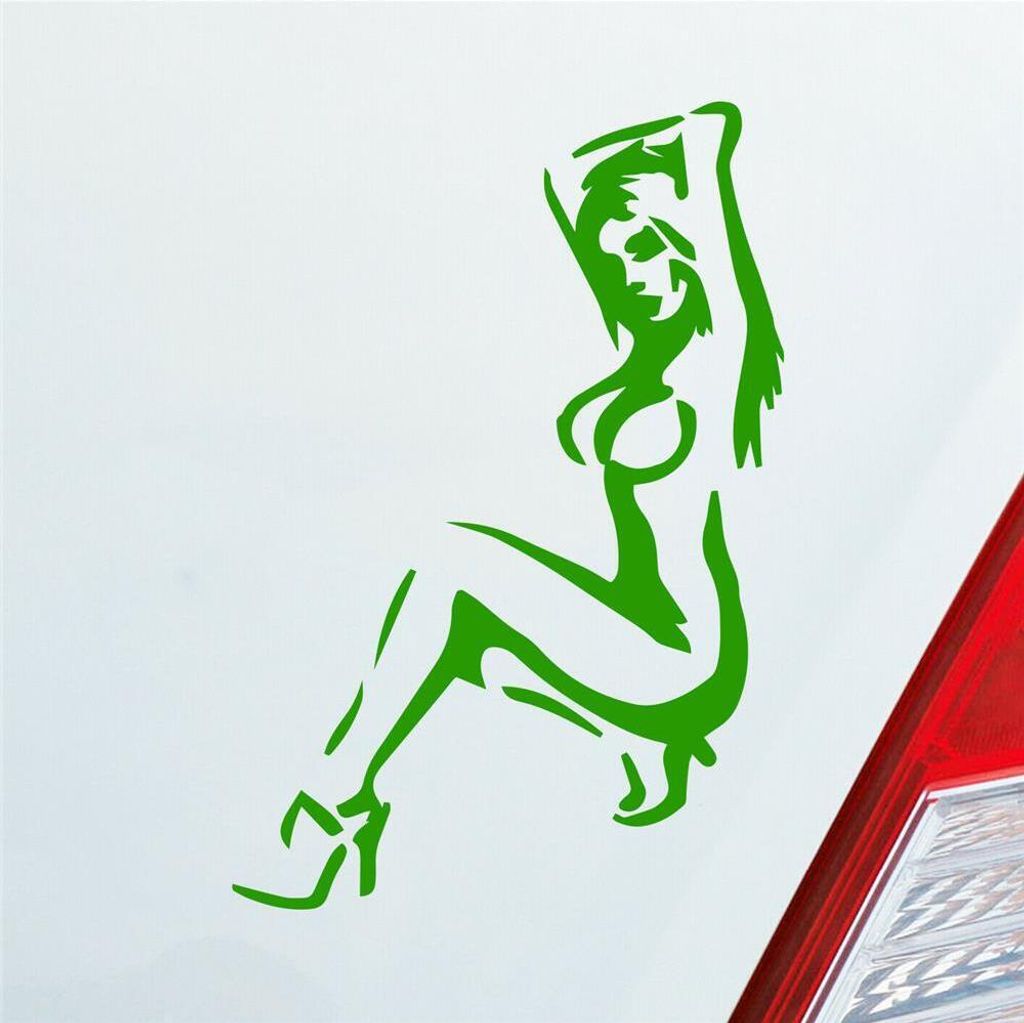 Auto Aufkleber Sexy Girl Pin up Go Go Tuning Motorrad 12x8 cm Hellgrün Sticker Heckscheibenaufkleber