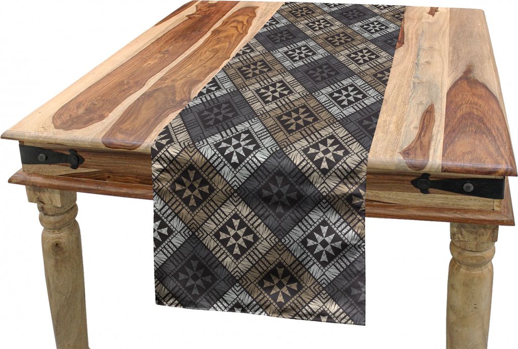 ABAKUHAUS Abstrakt Tischläufer, Ethnische Stammesstrukturen, Esszimmer Küche Rechteckiger Dekorativer Tischläufer, 40 x 300 cm, Grau