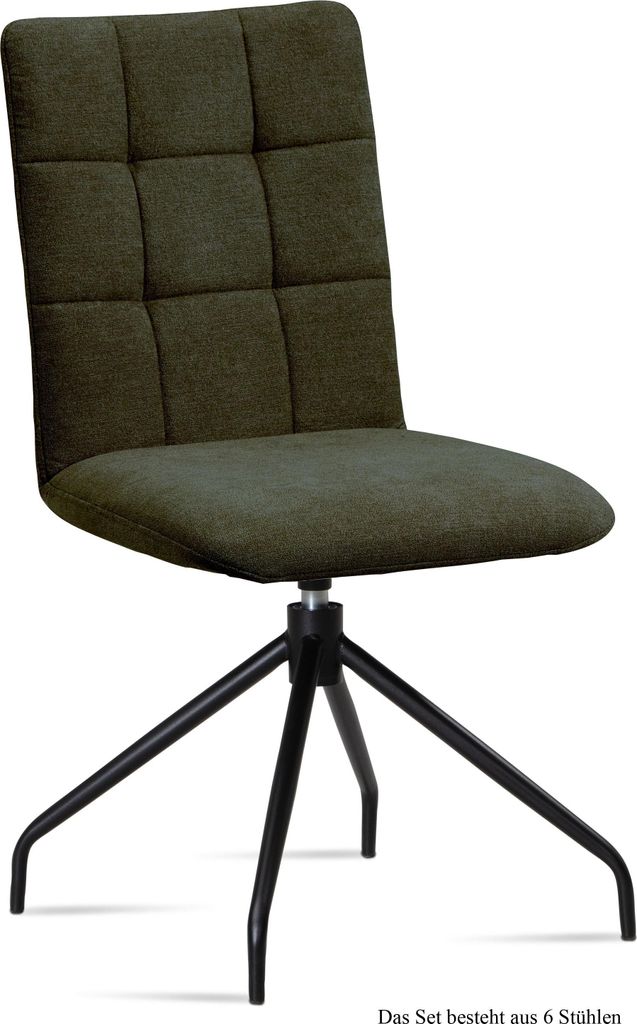 Esszimmerstuhl drehbar (6er-Set) Dolley 47x91x60 Schwarz/Khaki