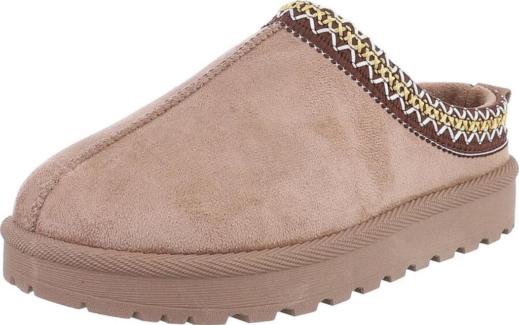 Ital-Design Damen Stiefeletten Flache Stiefeletten Warm gefüttert Wildlederoptik Snowboots 90457975 Hellbraun Gr. 37