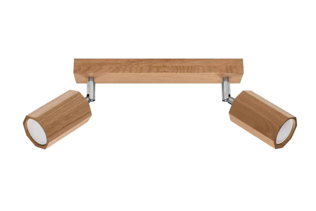 Lampada da soffitto ZEKE 2 rovere 2xGU10 10W legna 20x5x30cm Sollux Lighting