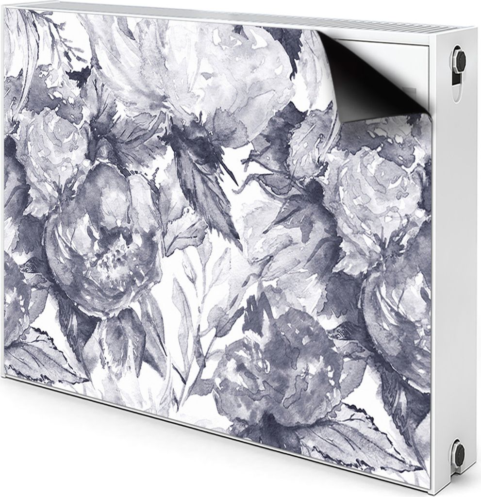 Magnet Heizung Verkleidung Abdeckung Heizung Heizkörperabdeckung 80x60 cm - Graue Blumen