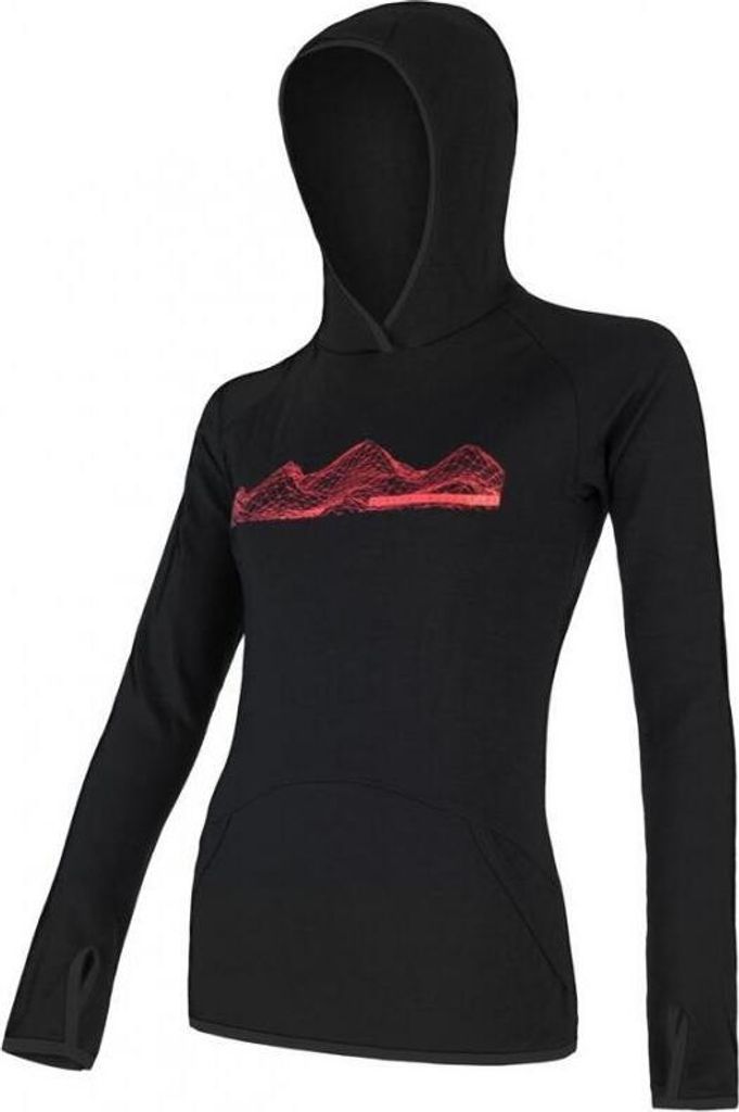 Sweatshirt Sensor Merino Upper Mountains Damen Känguru schwarz größe XL 18200041-03