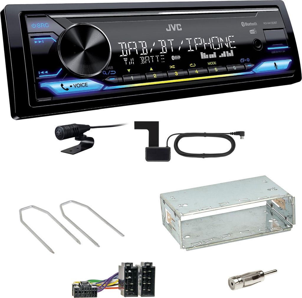 JVC KD-X472DBT Digitalradio USB MP3 Einbauset für Renault Megane 2 Clio 3 Modus
