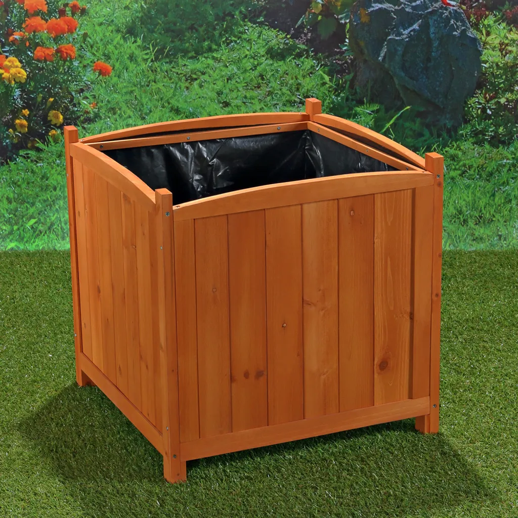 Pot de Fleurs en Bois Rectangulaire 50 cm Melko - Bac Extérieur Durable - 4
