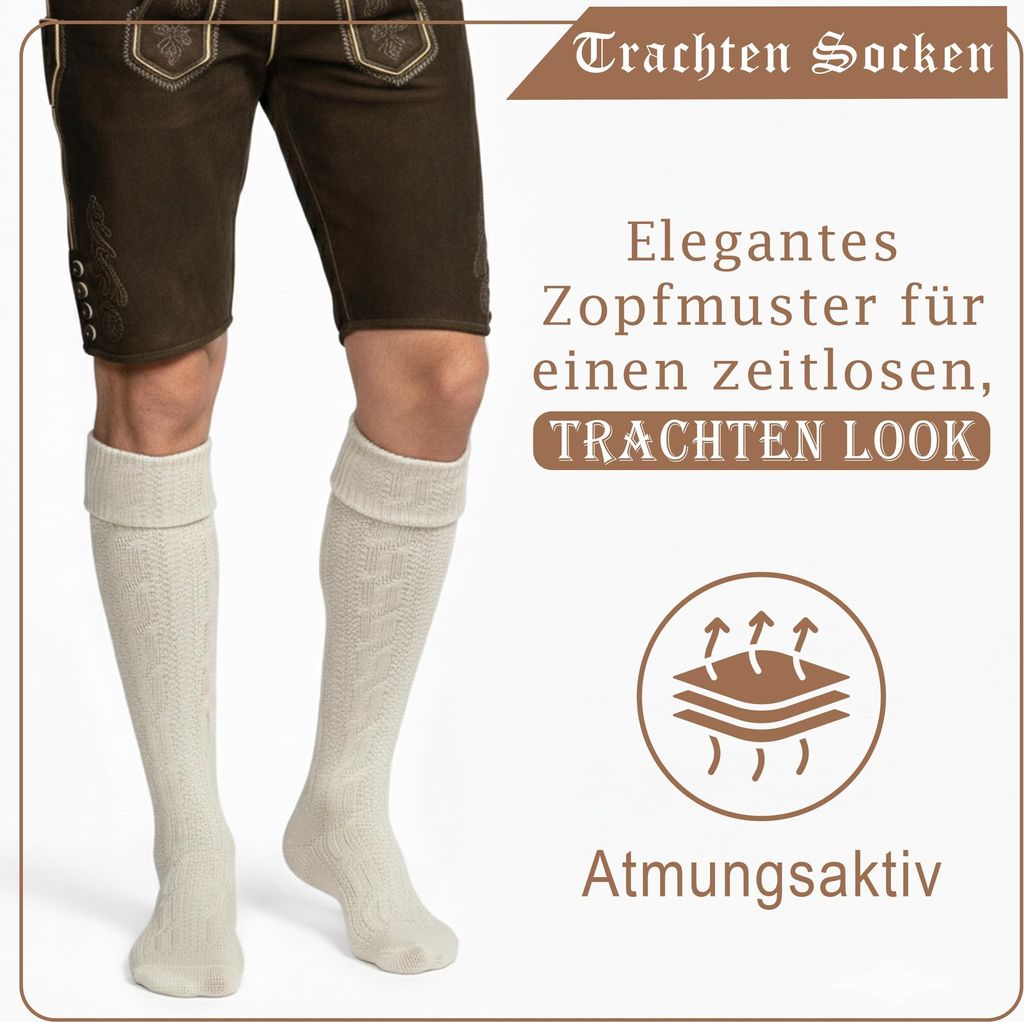 Trachtenstrümpfe 2er Pack Lange Trachtensocken Strümpfe Produktbild 