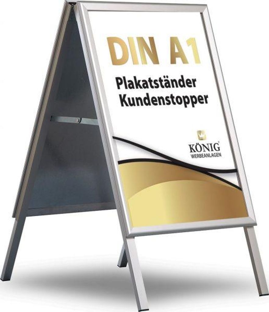 Wetterfester A1 Kundenstopper silber Gehrung Plakatständer Produktbild 