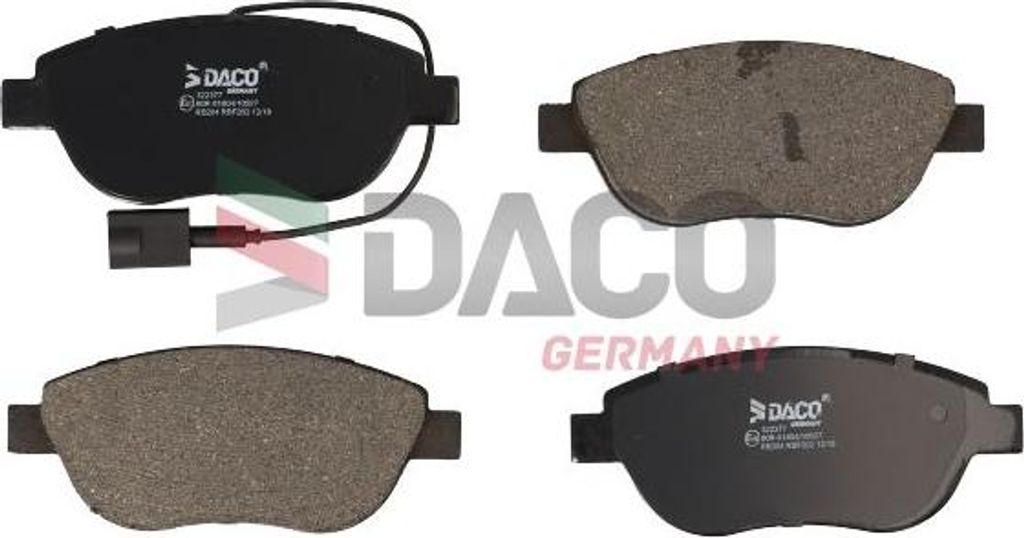 DACO Germany 322377 Bremsbelagsatz, Scheibenbremse OE 5741585 kompatibel mit 500, 500C, Doblo, Ducato, Fiorino, Grande Punto, Punto, Qubo, Combo