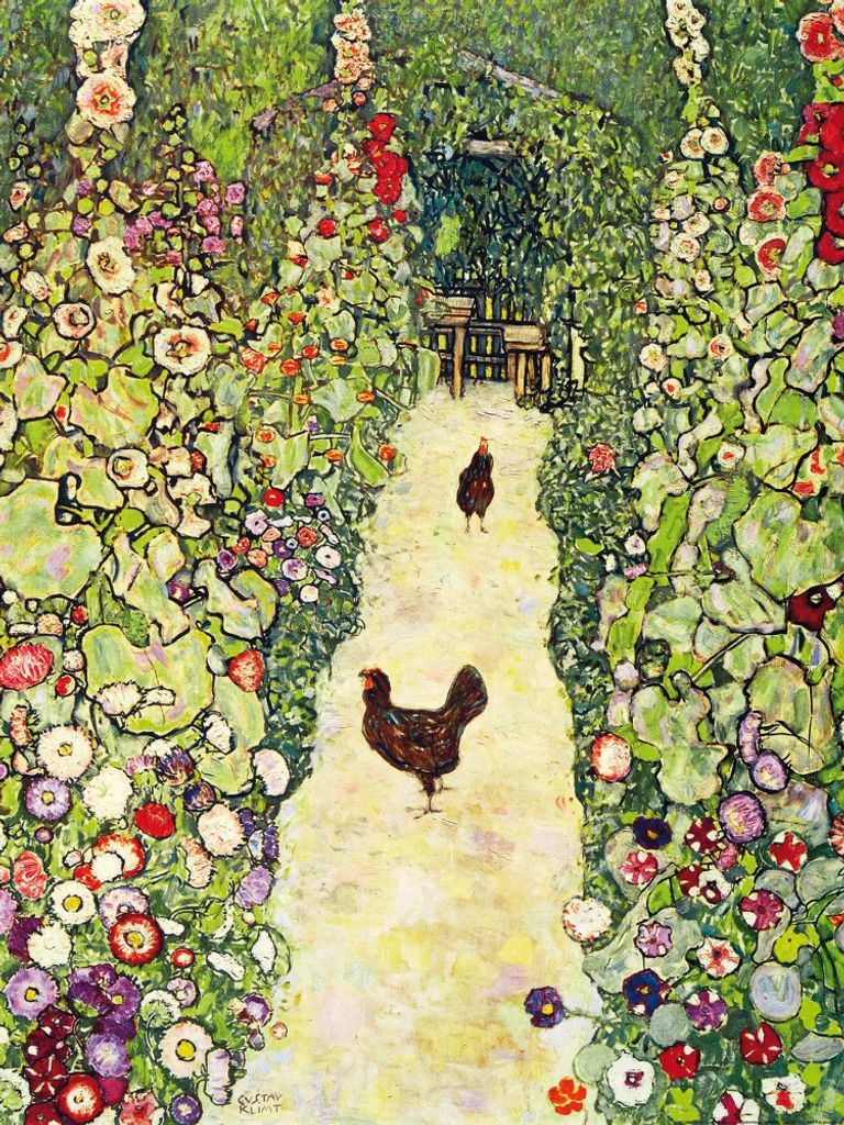 Gustav Klimt Kunstdruck Bild - Gartenweg Mit Hühnern, 1916 (80 x 60 cm)