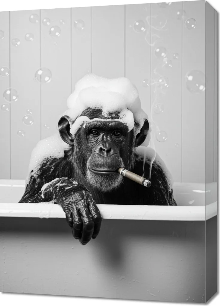 Tableau Chimpanzé Vintage 50x70 cm - Impression Qualité Rétro Salon