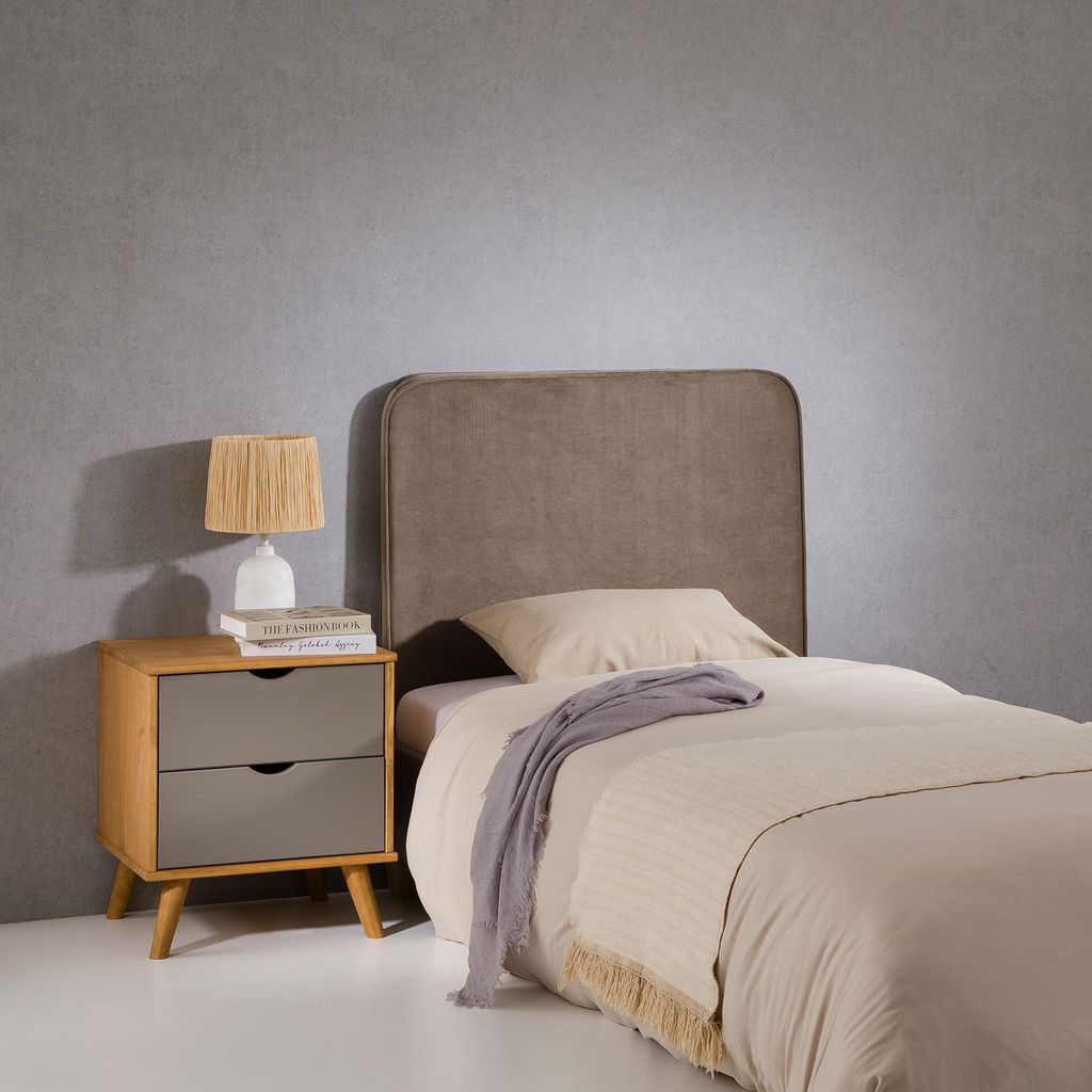 Kopfteil LUNAR 90cm, Greige - Headboard mit Wandbefestigung, Bettkopfteil für Boxspringbetten, weicher Samt, Bettkopfteil modern