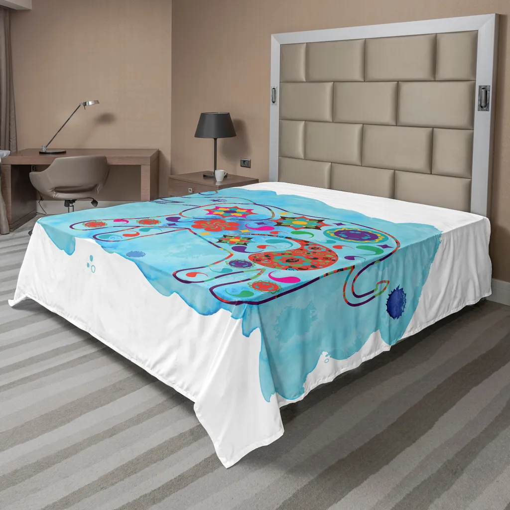 Lenzuolo Piano ABAKUHAUS Elefante Multicolore 244x205 Microfibra Soft
