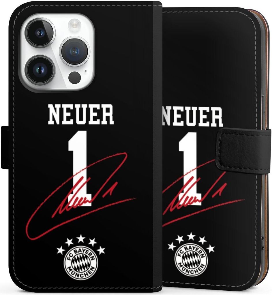 DeinDesign Klapphülle für Apple iPhone 14 Pro Handytasche Lederhülle Tasche FC Bayern München FCB Manuel Neuer